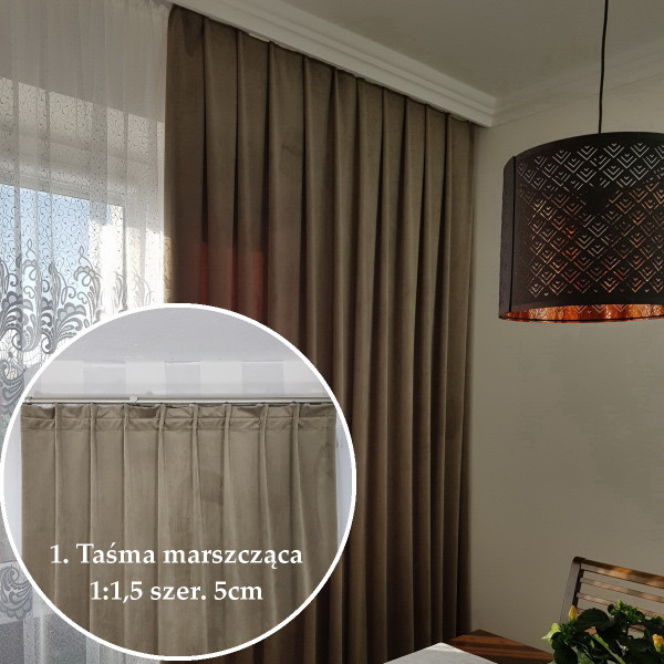 MAG 328 Gotowa zasłona na taśmie kol. jasny beż szer. 140x240 cm