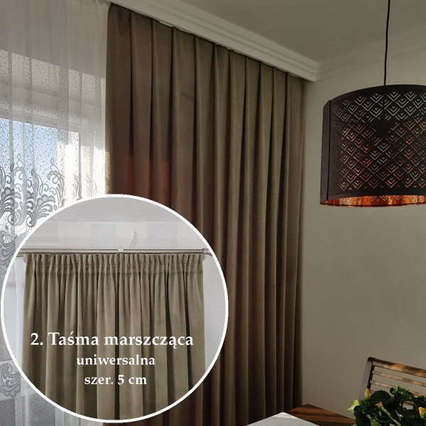 MAG 328 Gotowa zasłona na taśmie kol. jasny beż szer. 140x240 cm