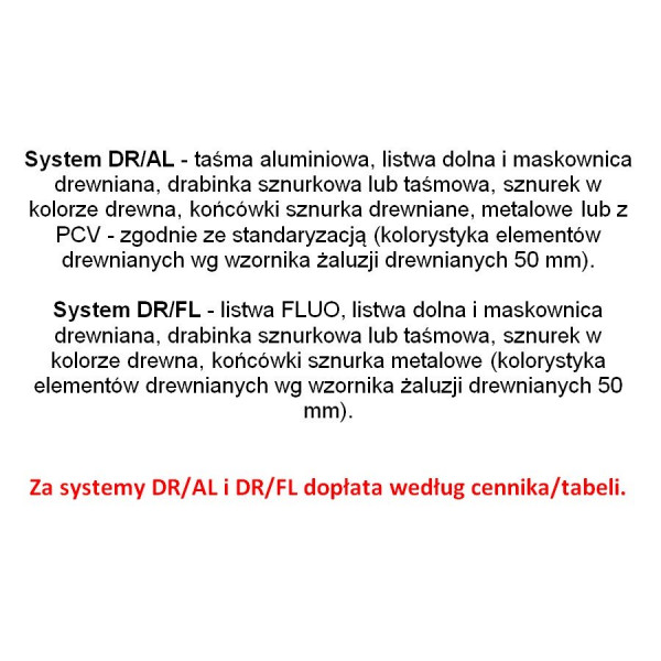 Żaluzja aluminiowa 50 mm rozm. 60x120 cm z systemem MONOCOMMANDO