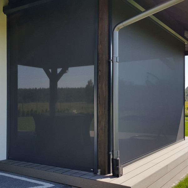 Roleta Screen ZIP rozm. 200x200 cm w kol. "antracyt struktura" z napędem elektrycznym