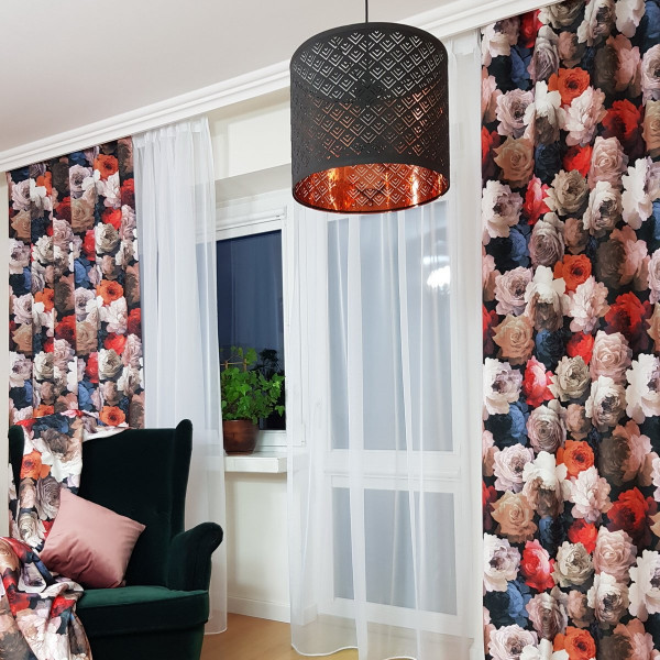 MAG 331 Zasłona gotowa na taśmie z motywem kwiatowym szer. 140x240 cm