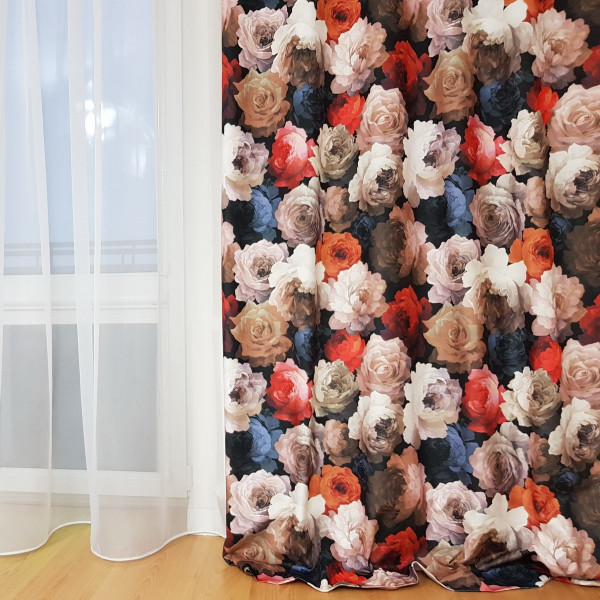 MAG 331 Zasłona gotowa na taśmie z motywem kwiatowym szer. 140x240 cm