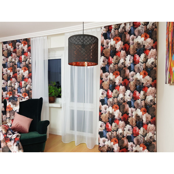MAG 331 Zasłona gotowa na taśmie z motywem kwiatowym szer. 140x240 cm