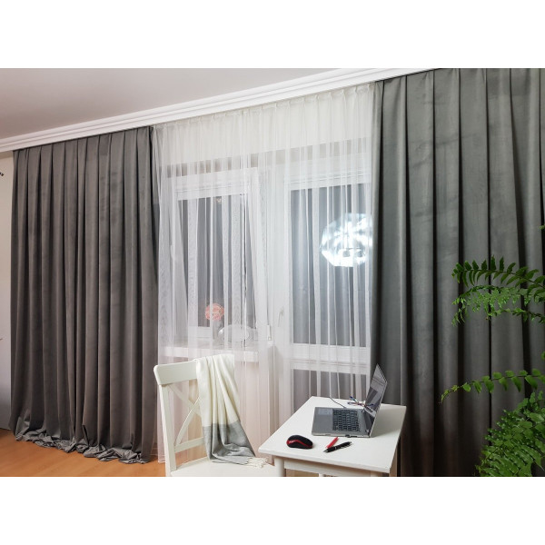 Velutto. Tkanina dekoracyjna zasłonowa kol. szary o szer. 145 cm