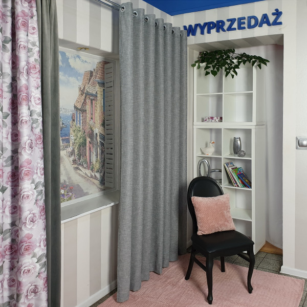 Zasłona na przelotkach szara do salonu w rozm. 240x250 cm