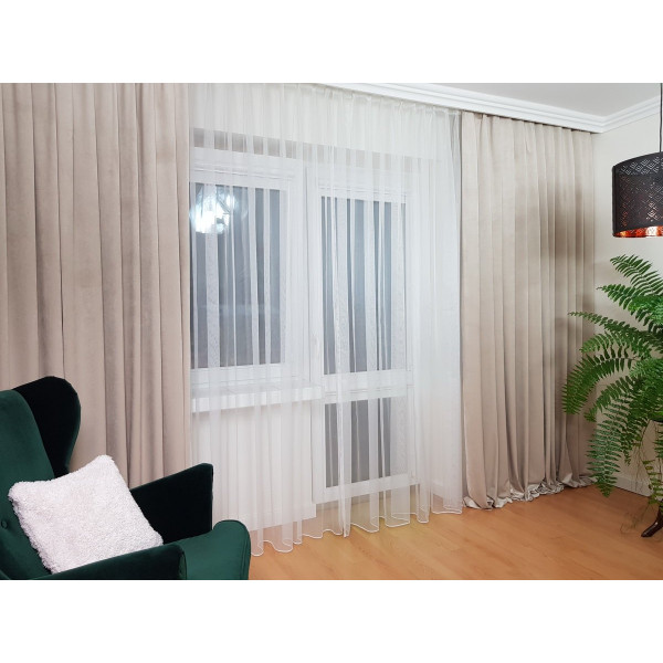 Zasłona welurowa do salonu rozmiar 140x250 cm kol. jasny beż MAG 328