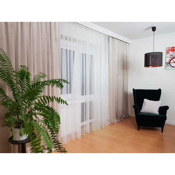 Zasłona welurowa do salonu rozmiar 140x250 cm kol. jasny beż MAG 328