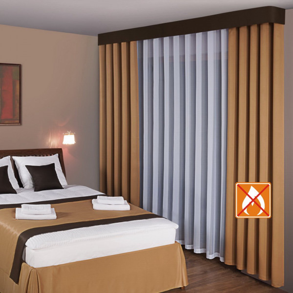 5.Pokój wzorcowy w hotelu SKY005.Firany zasłony do hotelu i pasaż poszewki na łóżko