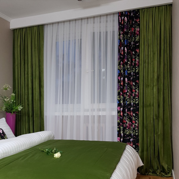 6.Pokój wzorcowy w hotelu SKY006. Zasłony firany do hotelu i pasaż poszewki na łózko